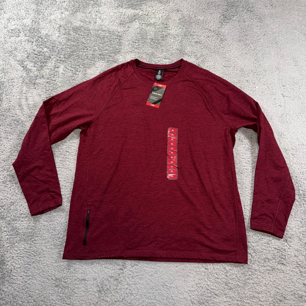 Member's Mark Tech Fleece Crew XL Burgundy Heather Long Sleeve Zip Pocket Mens
